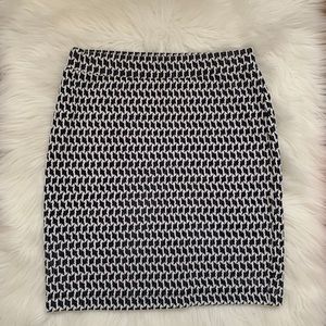 Loft High Waisted White and Navy Pencil Skirt